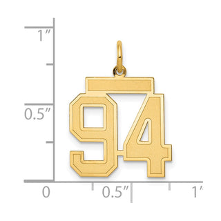 14k Yellow Gold Medium Satin Number 94 Charm