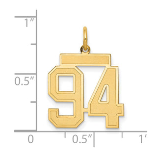 14k Yellow Gold Medium Satin Number 94 Charm
