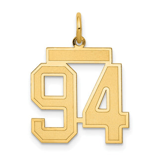 14k Yellow Gold Medium Satin Number 94 Charm