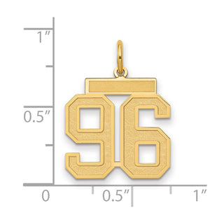 14k Yellow Gold Medium Satin Number 96 Charm