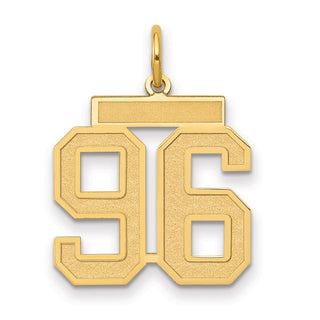 14k Yellow Gold Medium Satin Number 96 Charm