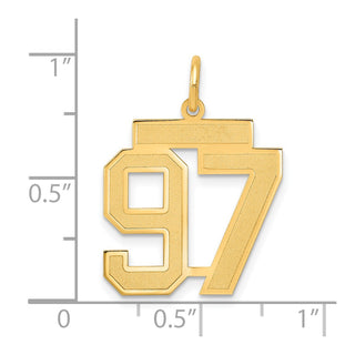 14k Yellow Gold Medium Satin Number 97 Charm
