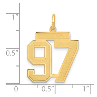 14k Yellow Gold Medium Satin Number 97 Charm