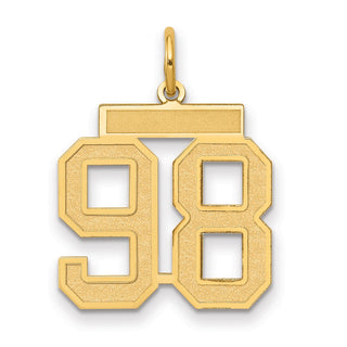 14k Yellow Gold Medium Satin Number 98 Charm