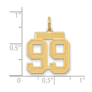 14k Yellow Gold Medium Satin Number 99 Charm