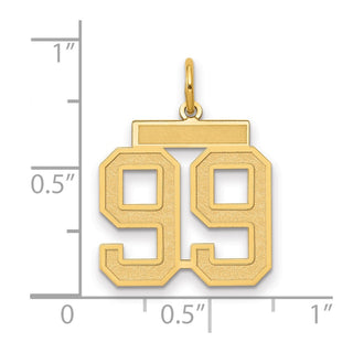 14k Yellow Gold Medium Satin Number 99 Charm