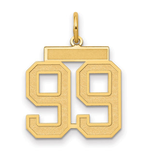 14k Yellow Gold Medium Satin Number 99 Charm