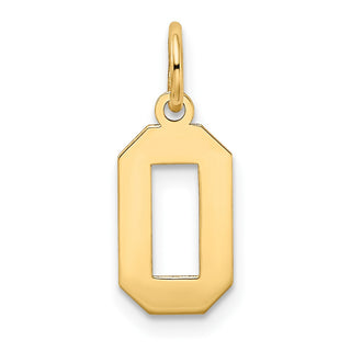 14k Yellow Gold Small Satin Number 0 Charm