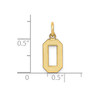 14k Yellow Gold Small Satin Number 0 Charm
