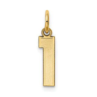14k Yellow Gold Small Satin Number 1 Charm