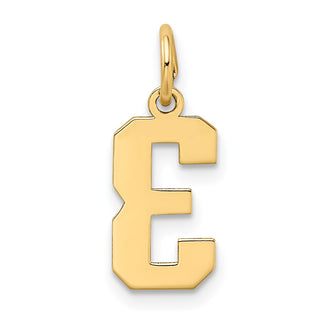 14k Yellow Gold Small Satin Number 3 Charm