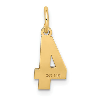 14k Yellow Gold Small Satin Number 4 Charm