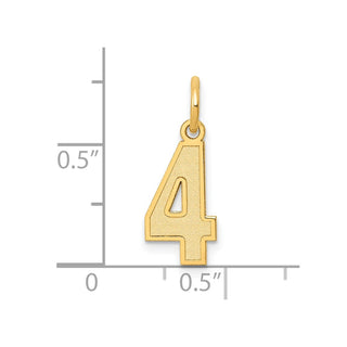 14k Yellow Gold Small Satin Number 4 Charm