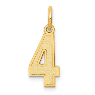 14k Yellow Gold Small Satin Number 4 Charm