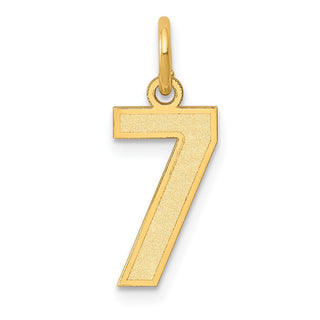 14k Yellow Gold Small Satin Number 7 Charm