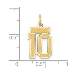 14k Yellow Gold Small Satin Number 10 Charm