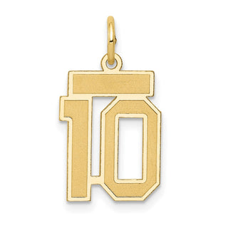 14k Yellow Gold Small Satin Number 10 Charm
