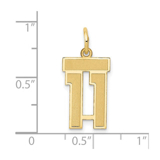 14k Yellow Gold Small Satin Number 11 Charm