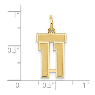 14k Yellow Gold Small Satin Number 11 Charm