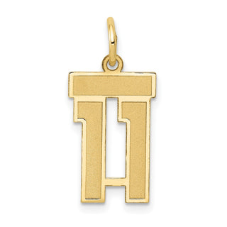 14k Yellow Gold Small Satin Number 11 Charm