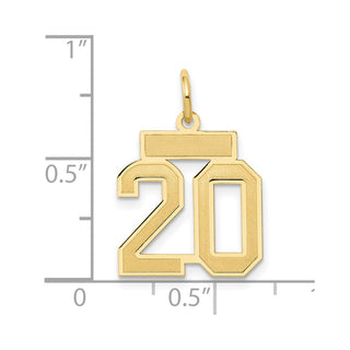 14k Yellow Gold Small Satin Number 20 Charm