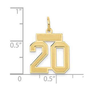 14k Yellow Gold Small Satin Number 20 Charm