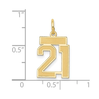 14k Yellow Gold Small Satin Number 21 Charm