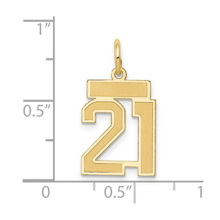 14k Yellow Gold Small Satin Number 21 Charm