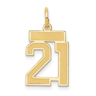 14k Yellow Gold Small Satin Number 21 Charm