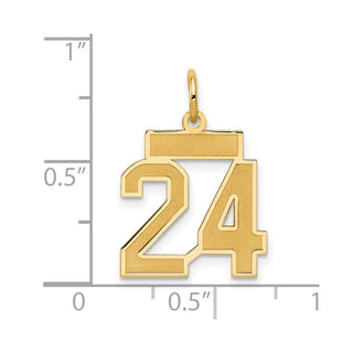 14k Yellow Gold Small Satin Number 24 Charm
