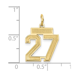 14k Yellow Gold Small Satin Number 27 Charm