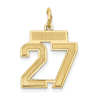 14k Yellow Gold Small Satin Number 27 Charm