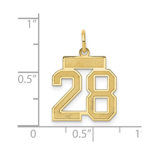 14k Yellow Gold Small Satin Number 28 Charm