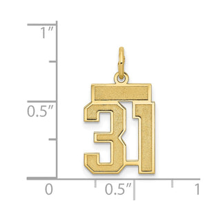 14k Yellow Gold Small Satin Number 31 Charm
