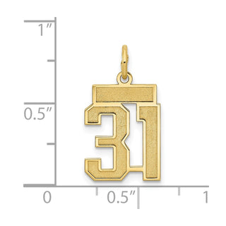 14k Yellow Gold Small Satin Number 31 Charm