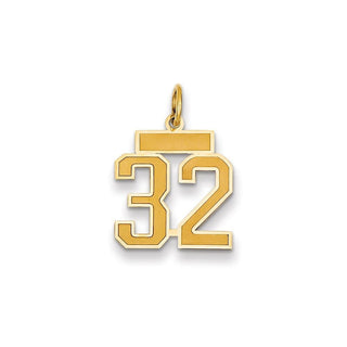 14k Yellow Gold Small Satin Number 32 Charm