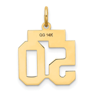 14k Yellow Gold Small Satin Number 50 Charm
