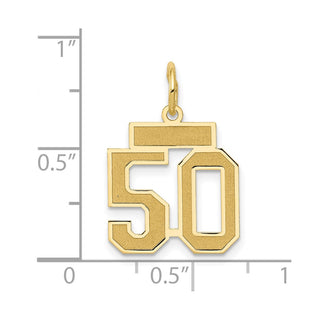 14k Yellow Gold Small Satin Number 50 Charm