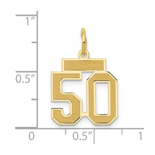 14k Yellow Gold Small Satin Number 50 Charm