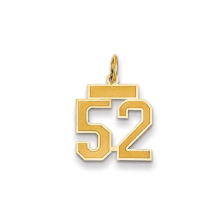 14k Yellow Gold Small Satin Number 52 Charm