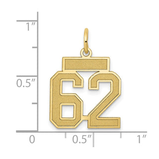 14k Yellow Gold Small Satin Number 62 Charm