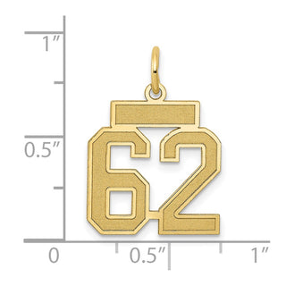 14k Yellow Gold Small Satin Number 62 Charm