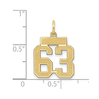 14k Yellow Gold Small Satin Number 63 Charm