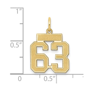 14k Yellow Gold Small Satin Number 63 Charm