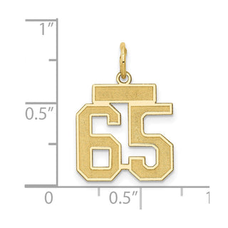 14k Yellow Gold Small Satin Number 65 Charm