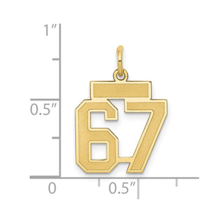 14k Yellow Gold Small Satin Number 67 Charm