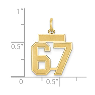 14k Yellow Gold Small Satin Number 67 Charm