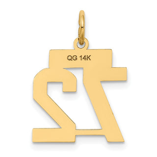 14k Yellow Gold Small Satin Number 72 Charm
