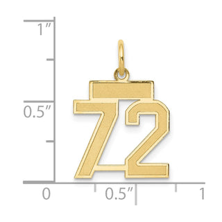 14k Yellow Gold Small Satin Number 72 Charm