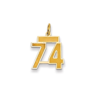 14k Yellow Gold Small Satin Number 74 Charm